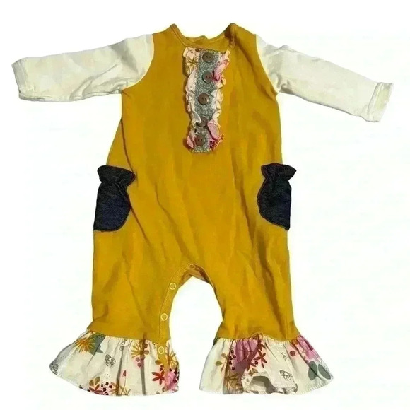 RICRAC & RUFFLES yellow romper - Picture 1 of 3